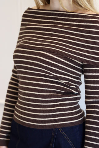 Off Shoulder Striped Sweater