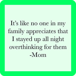 COASTER Overthink Mom | Funny Gift | Home Bar Decor