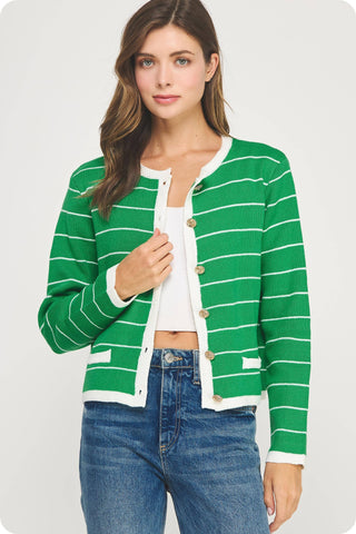 Stripe Sweater Cardigan