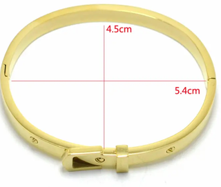  Buckle Bangle Bracelet- Hinged- Stainless Steel - Cuff 