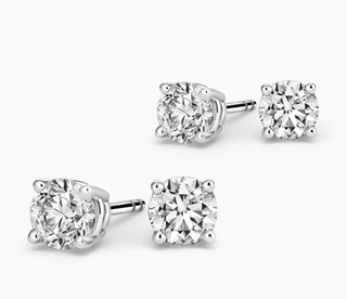 Round Studs 4 prong CZ stud Earring-PVD Zircon- Waterproof