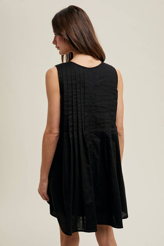 Pleated Bow Mini Dress