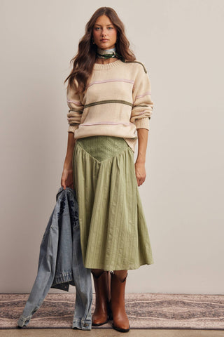 Sage Lily Textured Midi Skirt