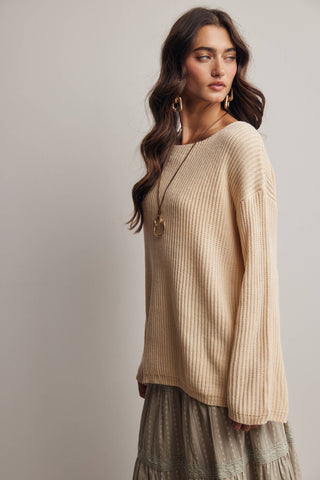 Reva Ribbed Knit Boat Neck Sweater