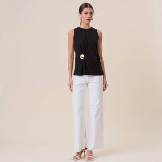 Gathered gold brooch top