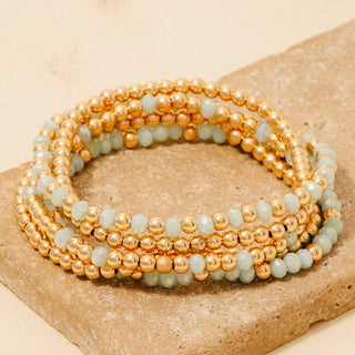 Metallic And Faceted Beaded Bracelet Set