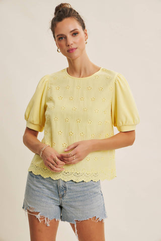 Joyful Terry Eyelet Blouse