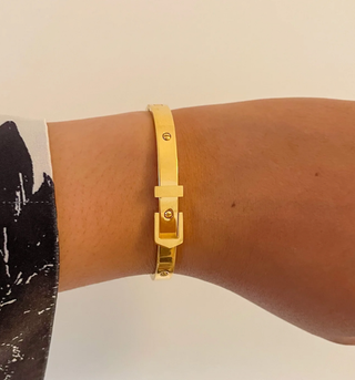  Buckle Bangle Bracelet- Hinged- Stainless Steel - Cuff 
