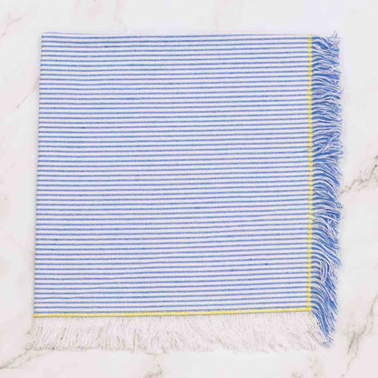 Seersucker Fringe Napkin    Blue/White   18x18