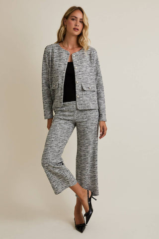 ROUND NECK LONG SLEEVE BUTTON UP JACKET