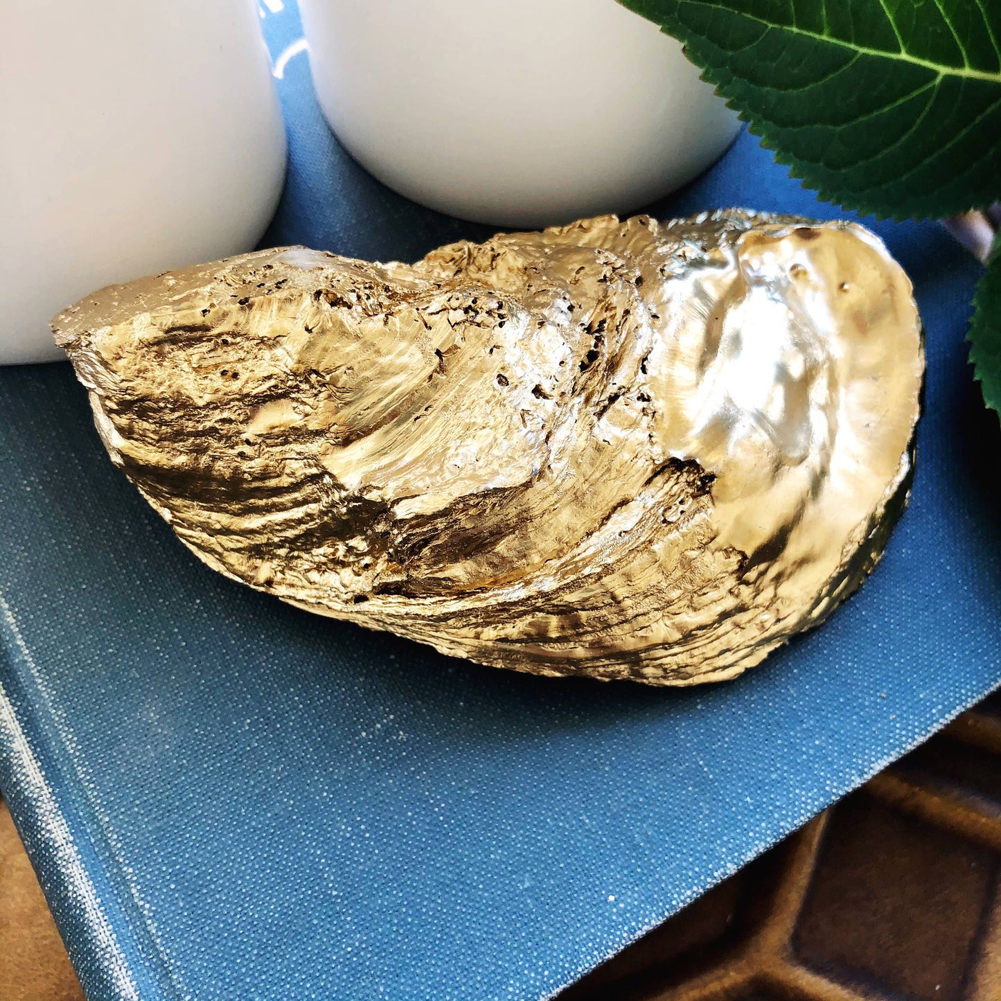 Decoupage Oyster Ring Dish--Blue And White Chinoiserie Print