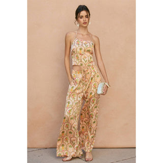 Conversational Wide Leg Pull On Pants