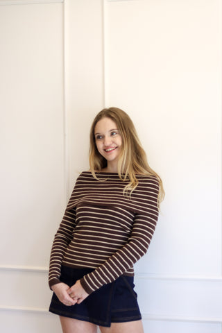 Off Shoulder Striped Sweater