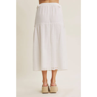 EYELET BUBBLE TOP AND MIDI SKIRT SET