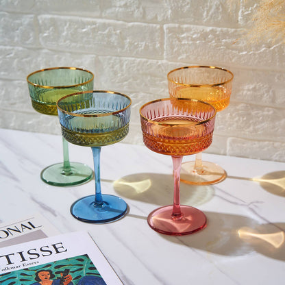 Vintage Pastel Coupe, Glasses | Set of 4 | 9.5 oz