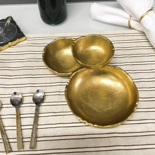 Gold Textured Aluminum 3-Bowl Cluster Dish