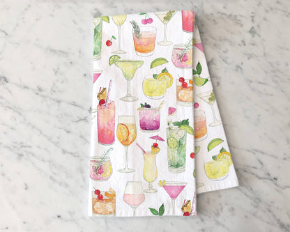 Cocktails Tea Towel -  Cocktail Drinks Kitchen Decor