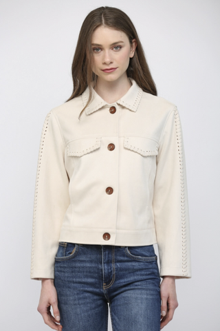 Whipstitch Faux Suede Jacket