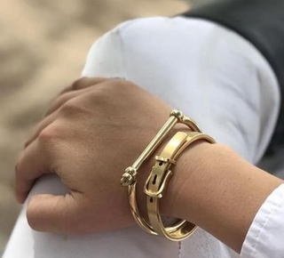  Buckle Bangle Bracelet- Hinged- Stainless Steel - Cuff 