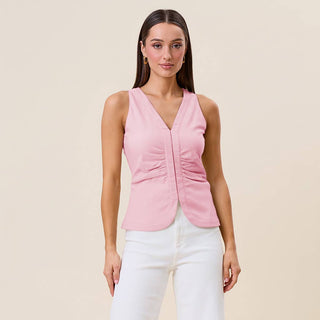 Sleeveless shirred top
