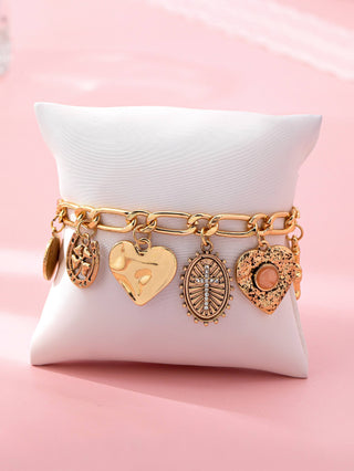 Charm Bracelet-Cross Heart Oval Motifs