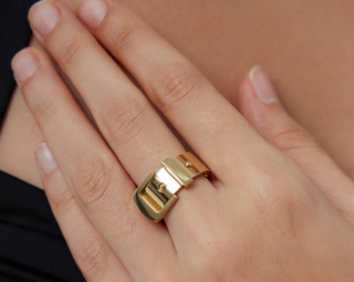 Buckle UP- Stainless Steel Buckle  Ring- 14K Gold/Steel