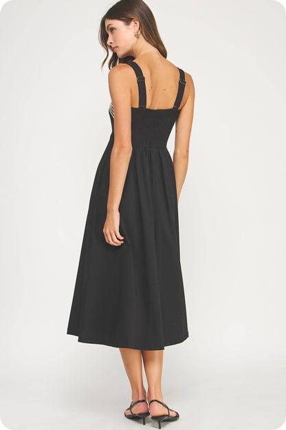 Braid Embroidery Detail Pleated Midi Dress