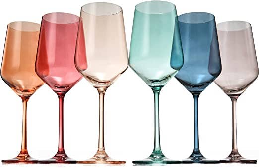 Pastel Luxury Colored Crystal Wine Glass Set of 6