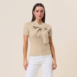 Working Girl Knit Bow Top