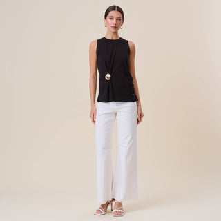 Gathered gold brooch top