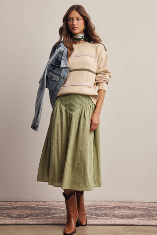 Sage Lily Textured Midi Skirt