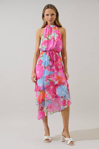 Calista Floral Sleeveless Midi Dress
