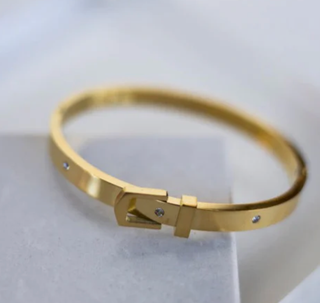 Buckle Bangle Bracelet- Hinged- Stainless Steel - Cuff 