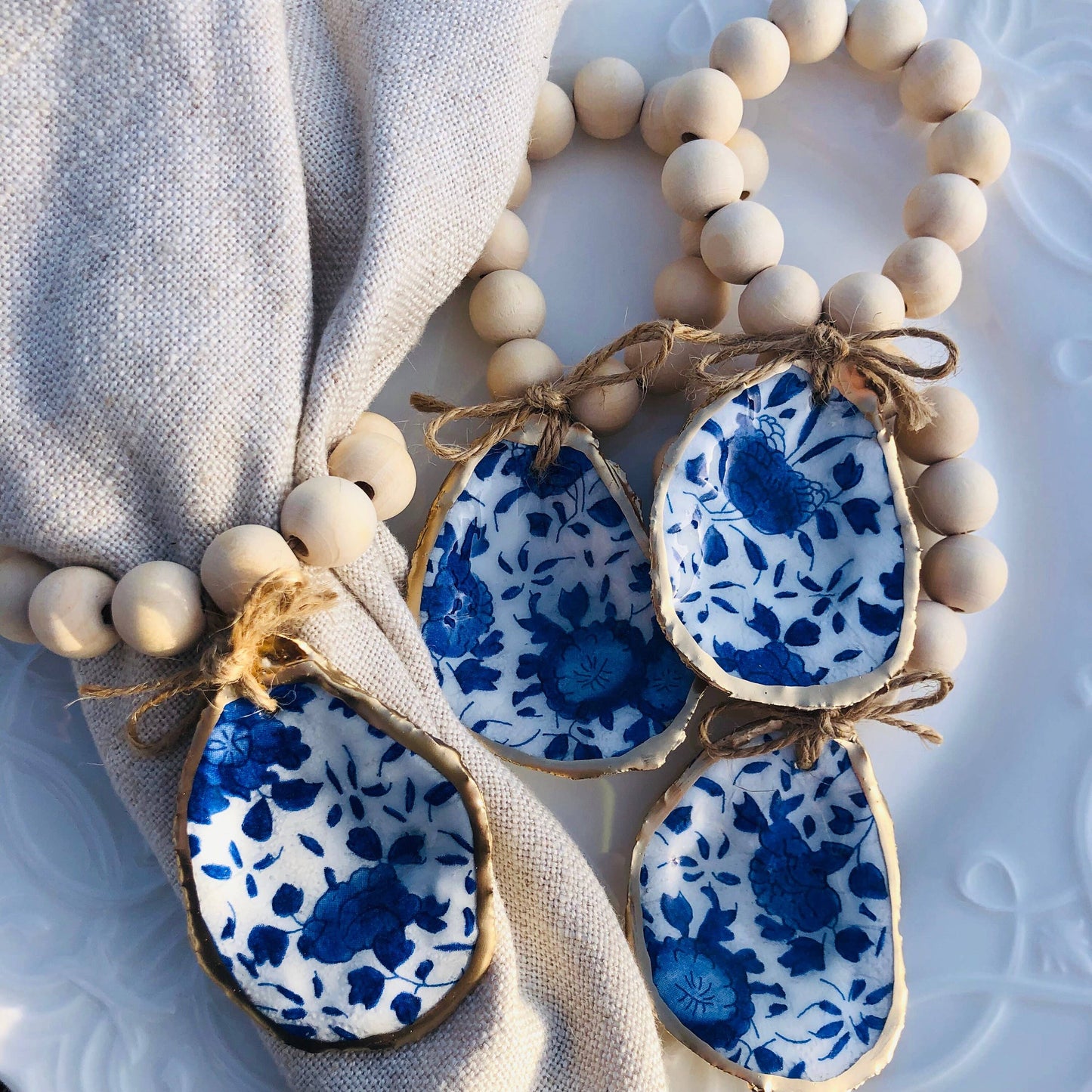 Oyster Shell Napkin Rings | Blue And White Porcelain