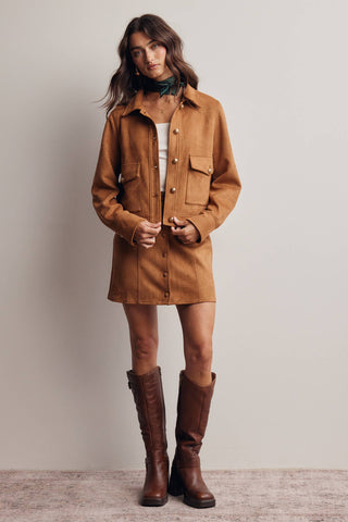 Foxy Faux Suede Button Skirt