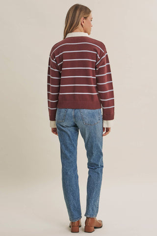 MODERN HERITAGE STRIPE HENLEY SWEATER