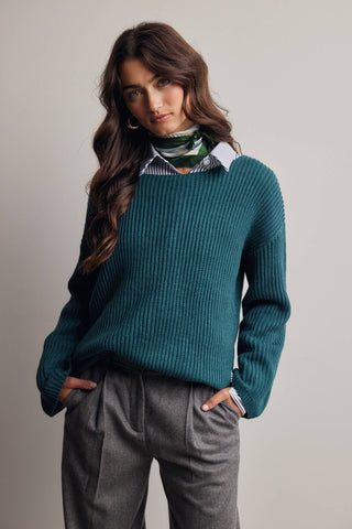 Reva Ribbed Knit Boat Neck Sweater