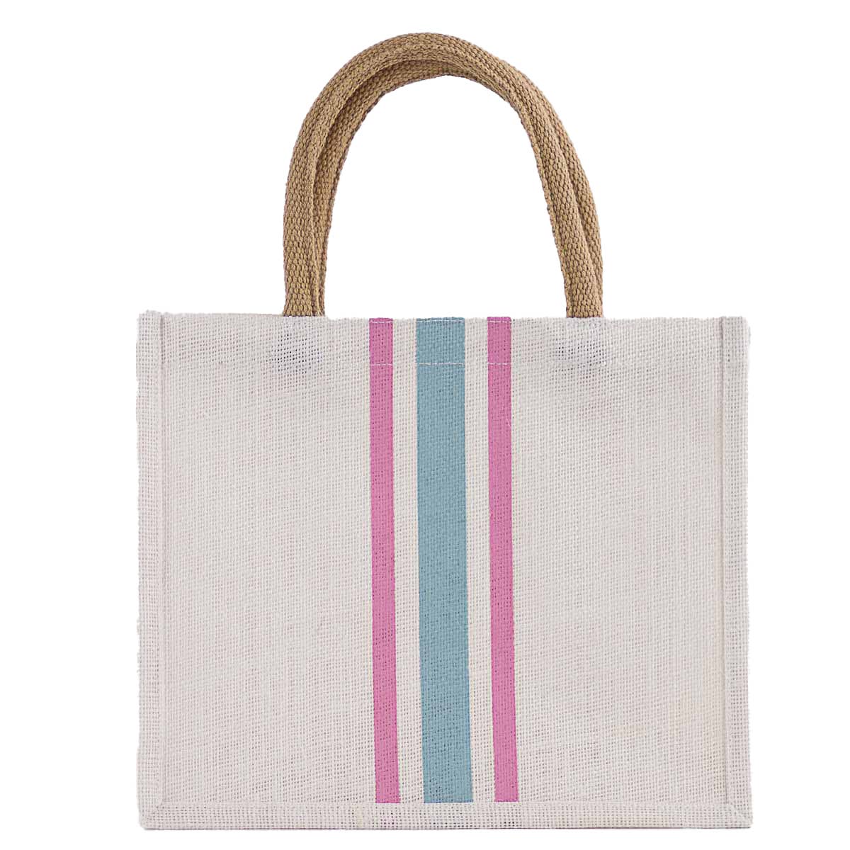 Stripe Gift Tote   White/Orchid/Blue   12x10x8