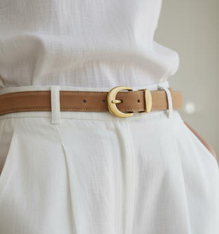 Suede Belt with Curved Gold Buckle | Chic Everyday Accessory