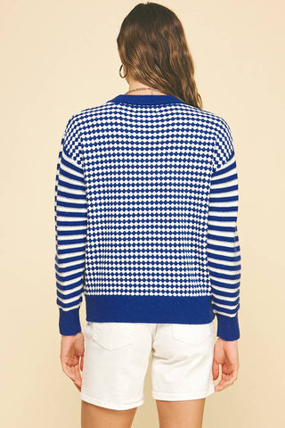 CONTRAST KNIT SWEATER TOP - 6328W