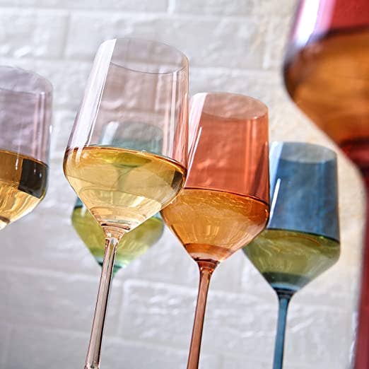 Pastel Luxury Colored Crystal Wine Glass Set of 6