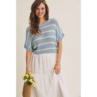 EYELET BUBBLE TOP AND MIDI SKIRT SET