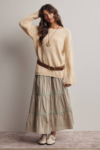 Reva Ribbed Knit Boat Neck Sweater