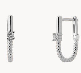 Roped In- Huggie Hoop- Steel 14K Gold