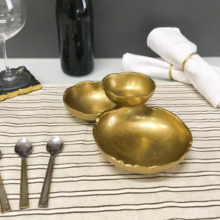 Gold Textured Aluminum 3-Bowl Cluster Dish