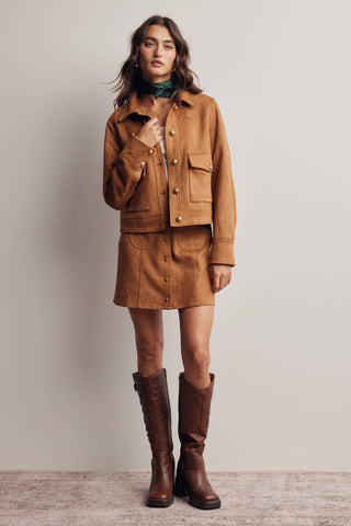 Foxy Faux Suede Button Skirt