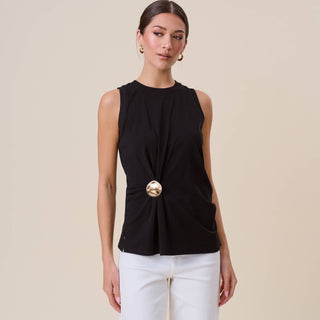 Gathered gold brooch top