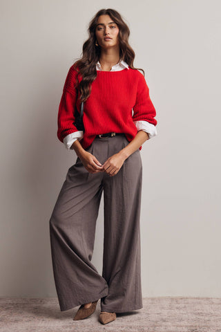 Reva Ribbed Knit Boat Neck Sweater