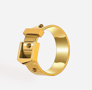 Buckle UP- Stainless Steel Buckle  Ring- 14K Gold/Steel