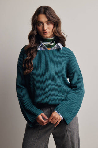Reva Ribbed Knit Boat Neck Sweater